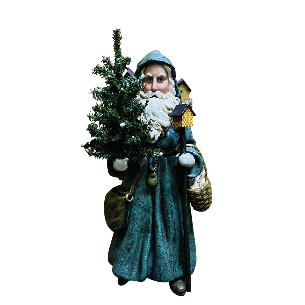 Old World 14” Folk Art Polyresin St Nicholas Highly Detailed Face, Beard Basket